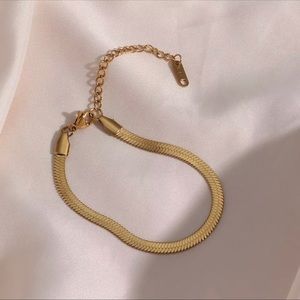 Bracelet Tarnish Free Steel 18K Gold Plated Flat Snake Chain Bangles for Women